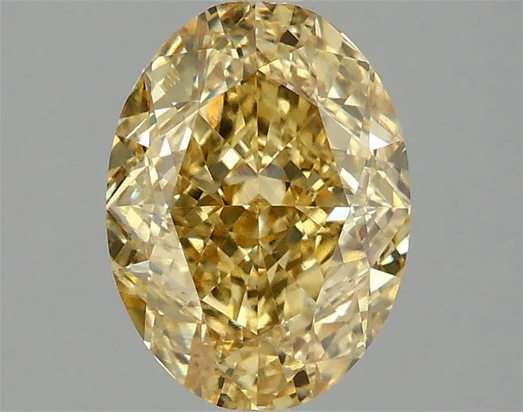 Diamant ovale de 2,09 ct cultivé en laboratoire (couleur jaune vif fantaisie, pureté VS1, certifié IGI)