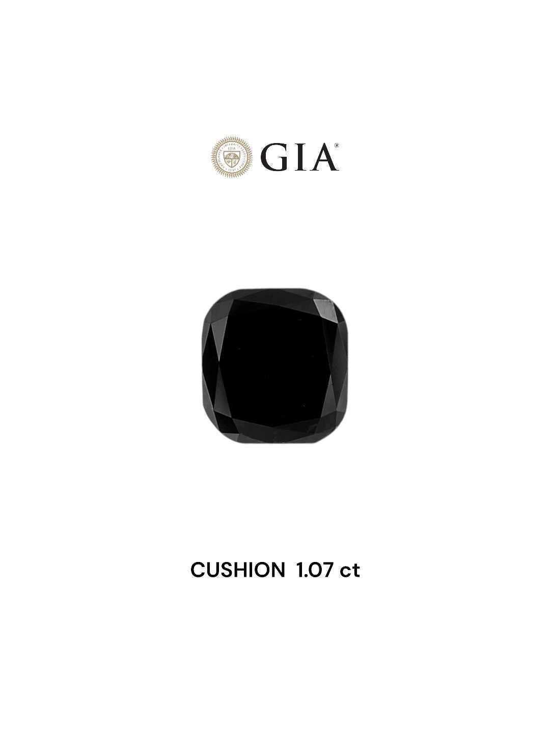 1.07ct Cushion brilliant Natural Diamond (Fancy Black, Clarity VVS2, Cut EX, GIA)