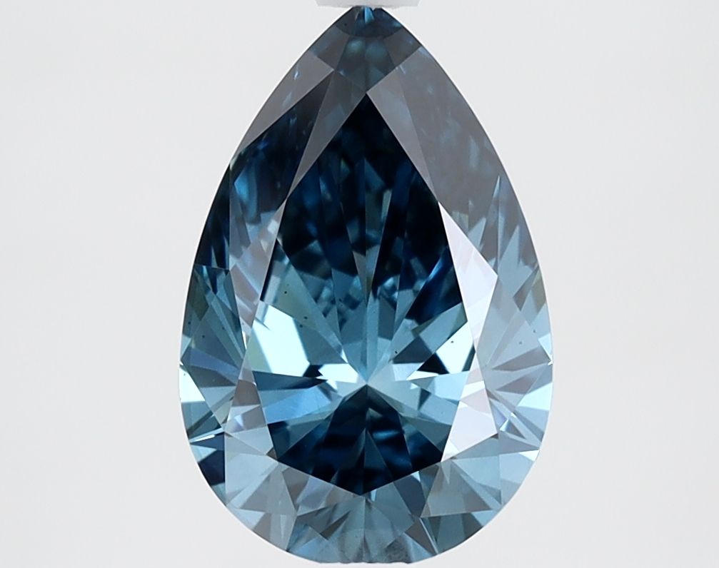 Diamant bleu fantaisie taille poire de 1,65 carat