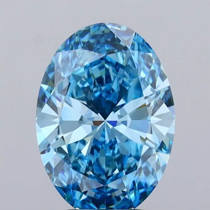 3.20ct Oval Lab Grown Diamond (Colour Fancy Vivid Blue, Clarity VVS2, IGI Certified)