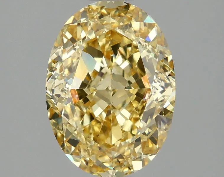 Diamant ovale de 2,09 ct cultivé en laboratoire (couleur jaune vif fantaisie, pureté VS1, certifié IGI)