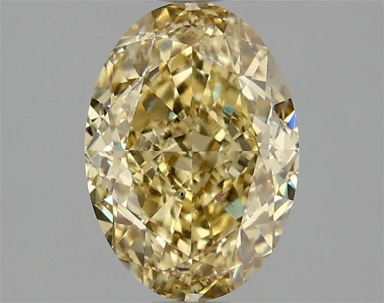 Diamant ovale de 2,10 ct cultivé en laboratoire (couleur jaune intense fantaisie, pureté VS1, certifié IGI)