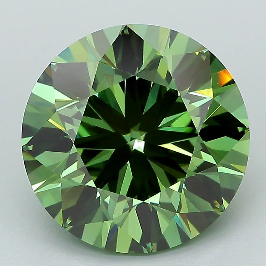 5.00ct Round Lab Grown Diamond (Colour Fancy Vivid Green, Clarity VS1, Cut VG, IGI Certified)
