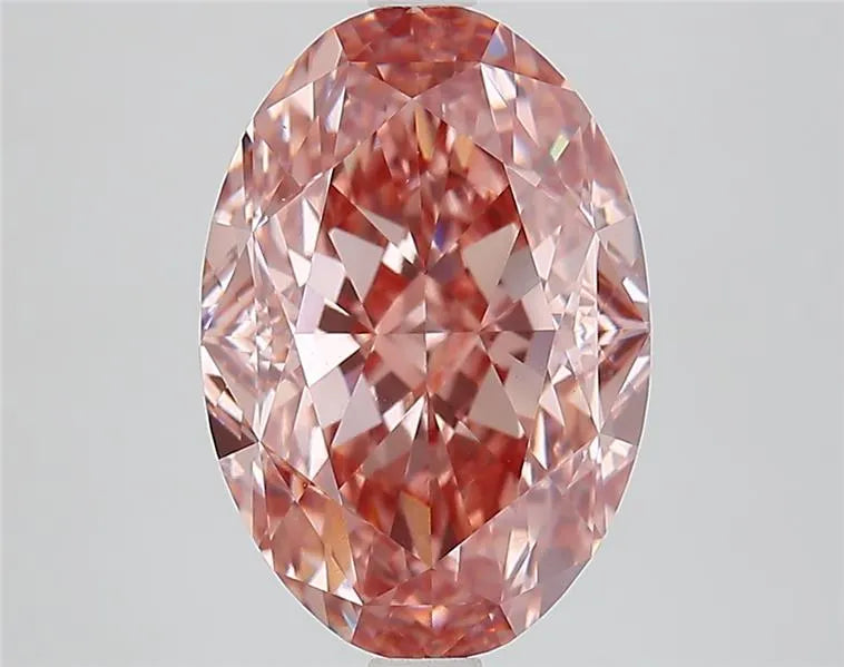 5.29ct Oval Lab Grown Diamond (Colour Fancy Vivid Brownish Pink, Clarity VVS2, IGI Certified)