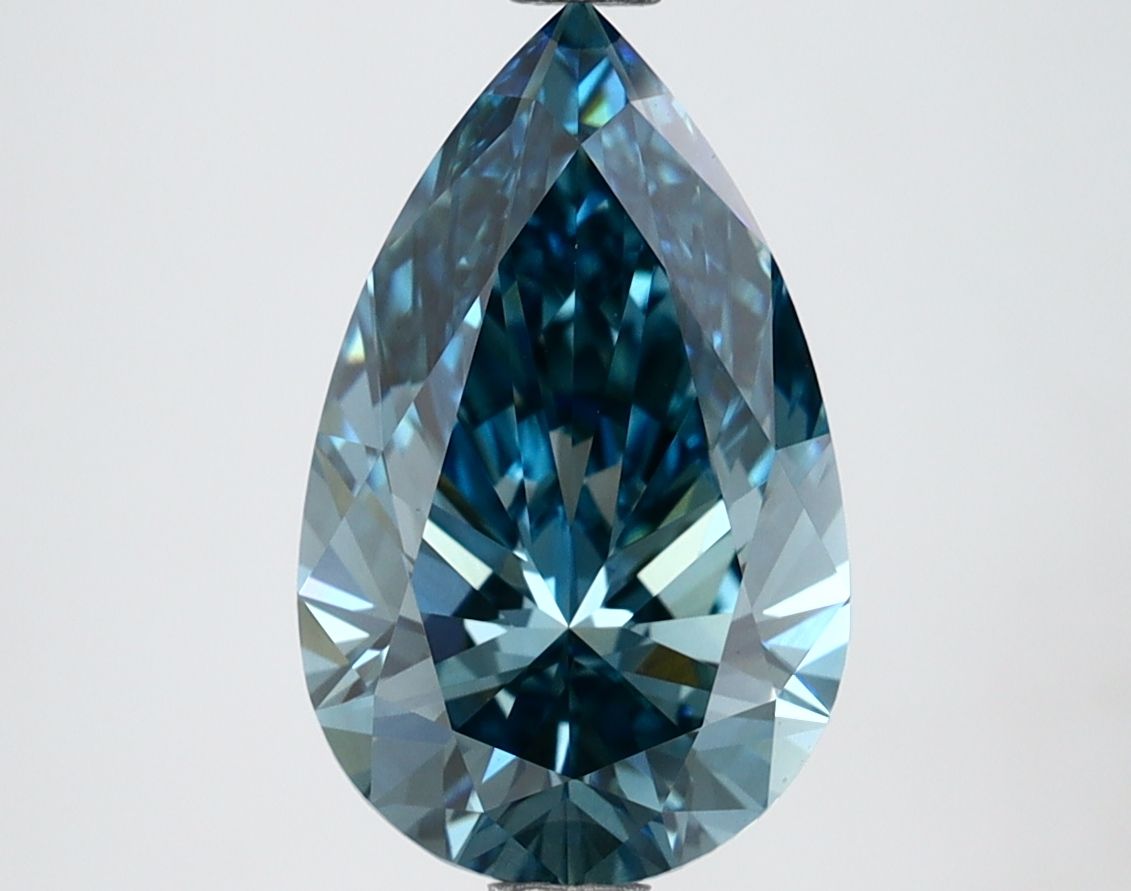 2.56ct Pear Lab Grown Diamond (Fancy Vivid Blue, Clarity VVS1, Cut GD, IGI)