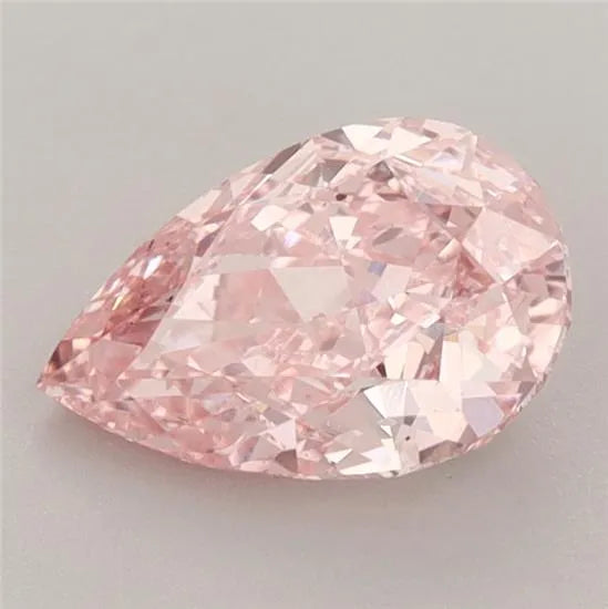 Diamant de laboratoire en forme de poire de 1,28 ct (couleur rose vif fantaisie, pureté VS2, certifié IGI)