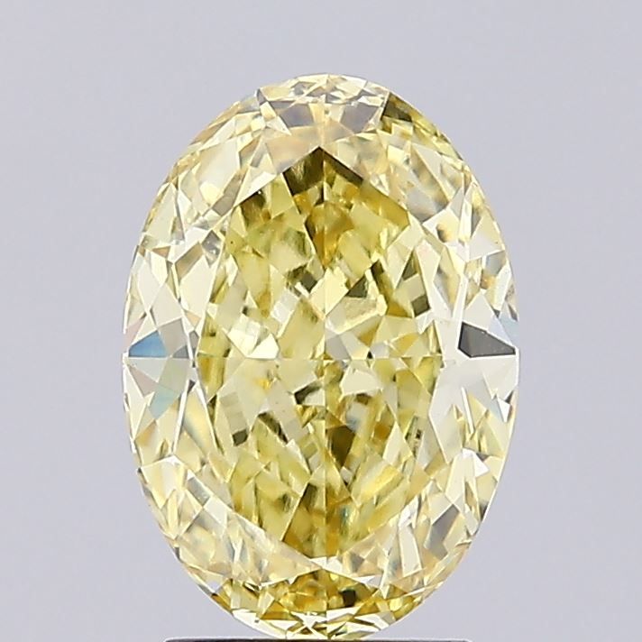 Diamant ovale de 3,33 ct cultivé en laboratoire (couleur jaune intense fantaisie, pureté VS1, certifié IGI)