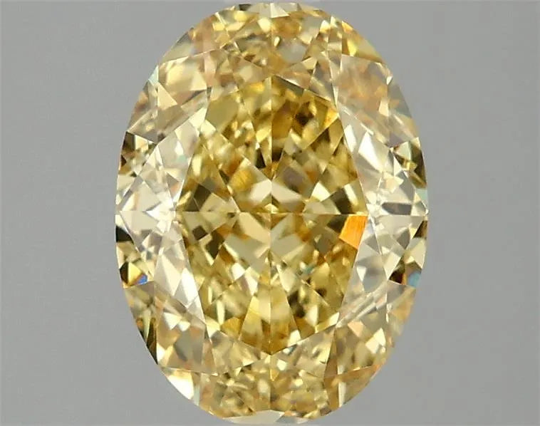 Diamant ovale de 2,10 ct cultivé en laboratoire (couleur jaune vif fantaisie, pureté VS1, certifié IGI)