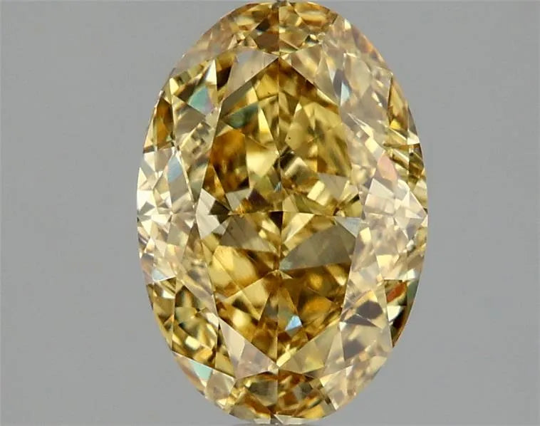 Diamant ovale de 2,03 ct cultivé en laboratoire (couleur jaune vif fantaisie, pureté VS2, certifié IGI)