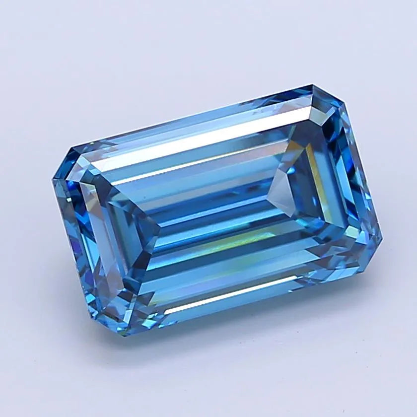 8.18ct Emerald Lab Grown Diamond (Colour Fancy Vivid Blue, Clarity VS1, IGI Certified)
