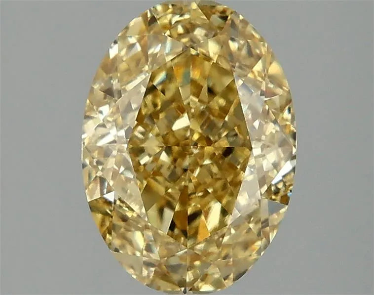 Diamant ovale de 2,10 ct cultivé en laboratoire (couleur jaune vif fantaisie, pureté VS1, certifié IGI)