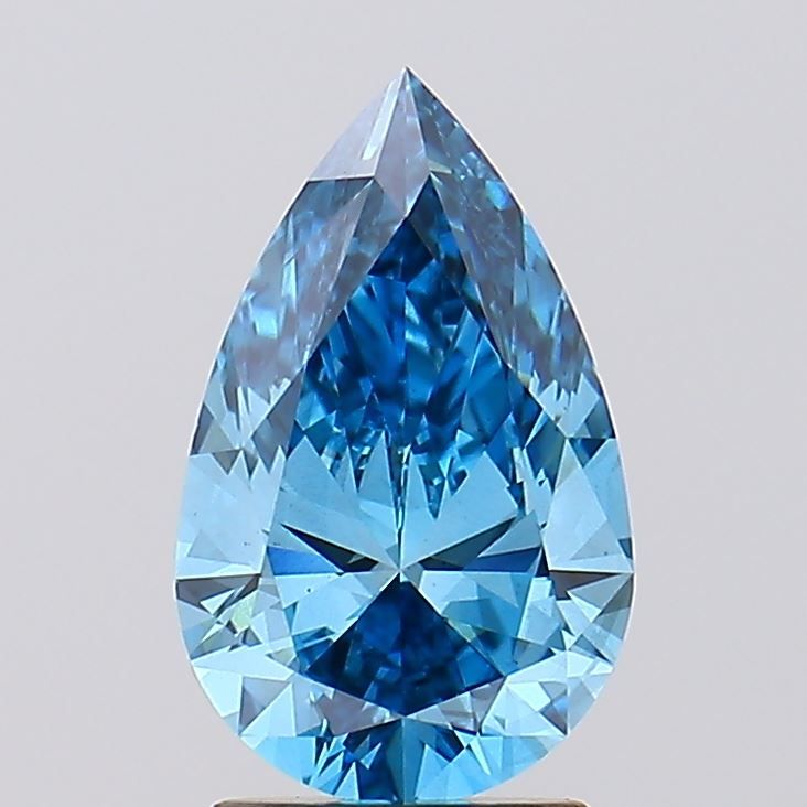 Diamant bleu fantaisie taille poire de 2,08 carats