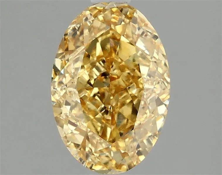 Diamant ovale de 1,97 ct cultivé en laboratoire (couleur jaune vif fantaisie, pureté VVS2, certifié IGI)