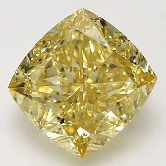 Diamant naturel brillant coussin de 3,70 ct (couleur jaune intense fantaisie, pureté VVS2, certifié GIA)