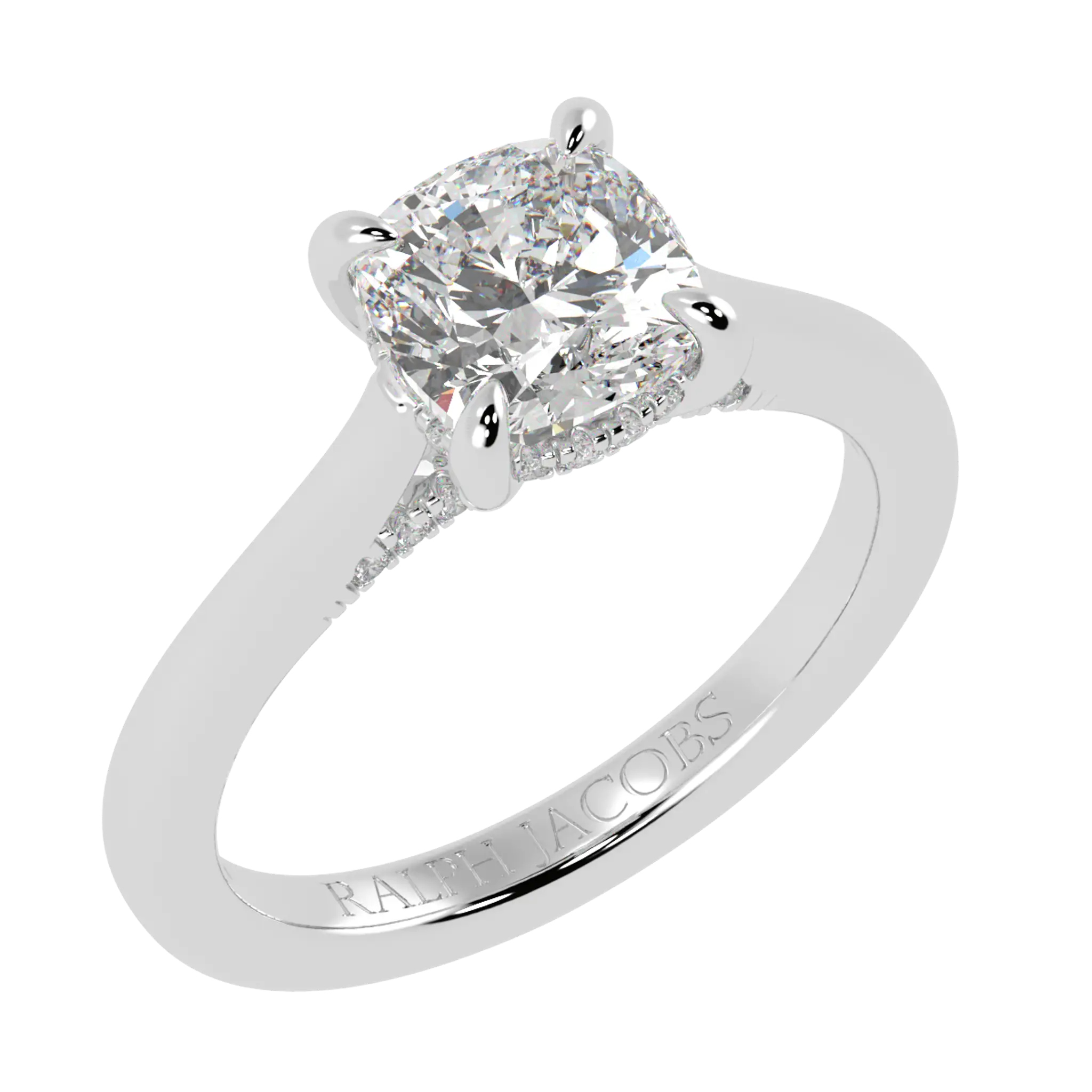 Arya Platinum Hidden Halo Engagement Ring | Cushion Shape