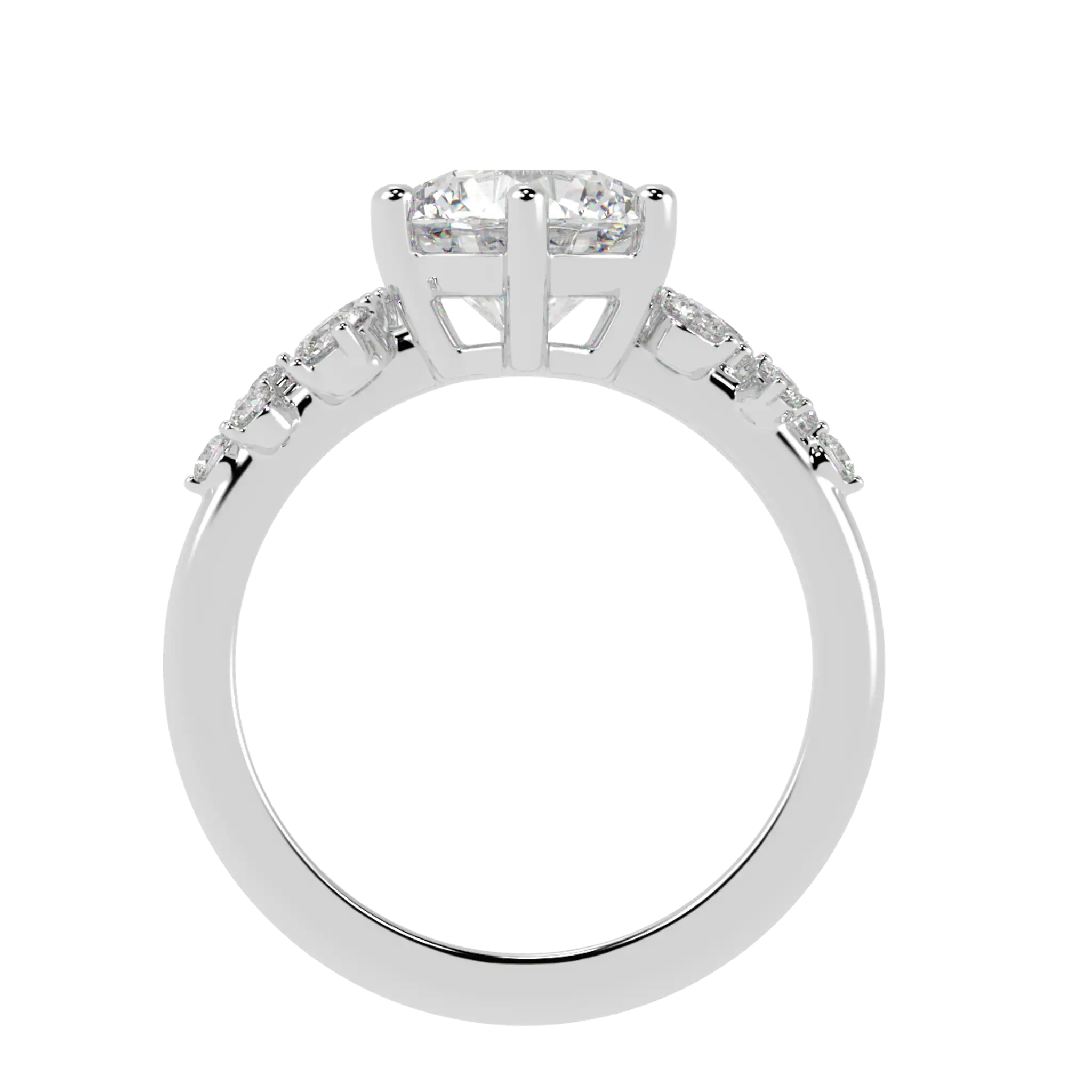 Bague de fiançailles Aimee en or blanc 18 carats avec pierre d'accent