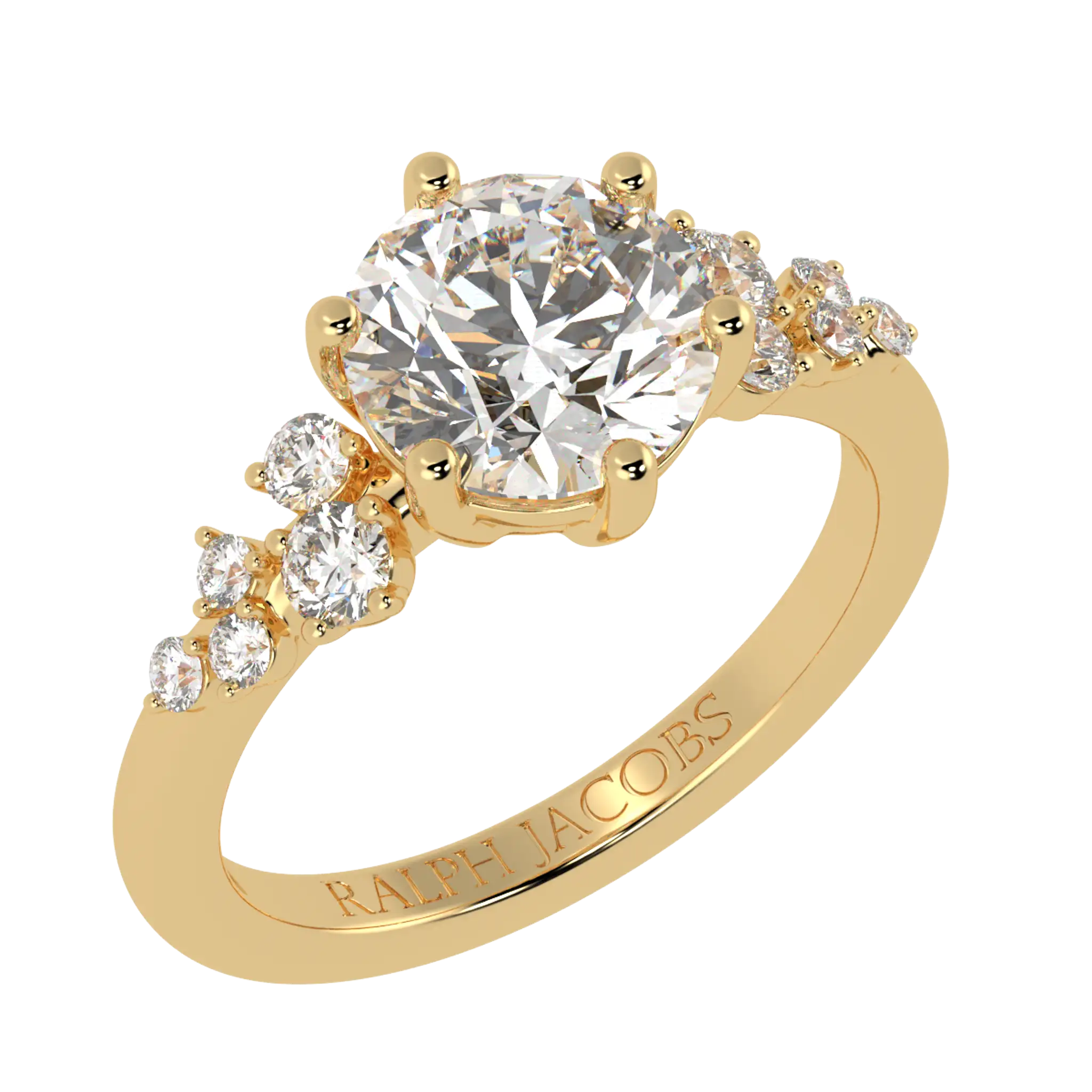 Aimee 9K Yellow Gold Accent Stone Engagement Ring