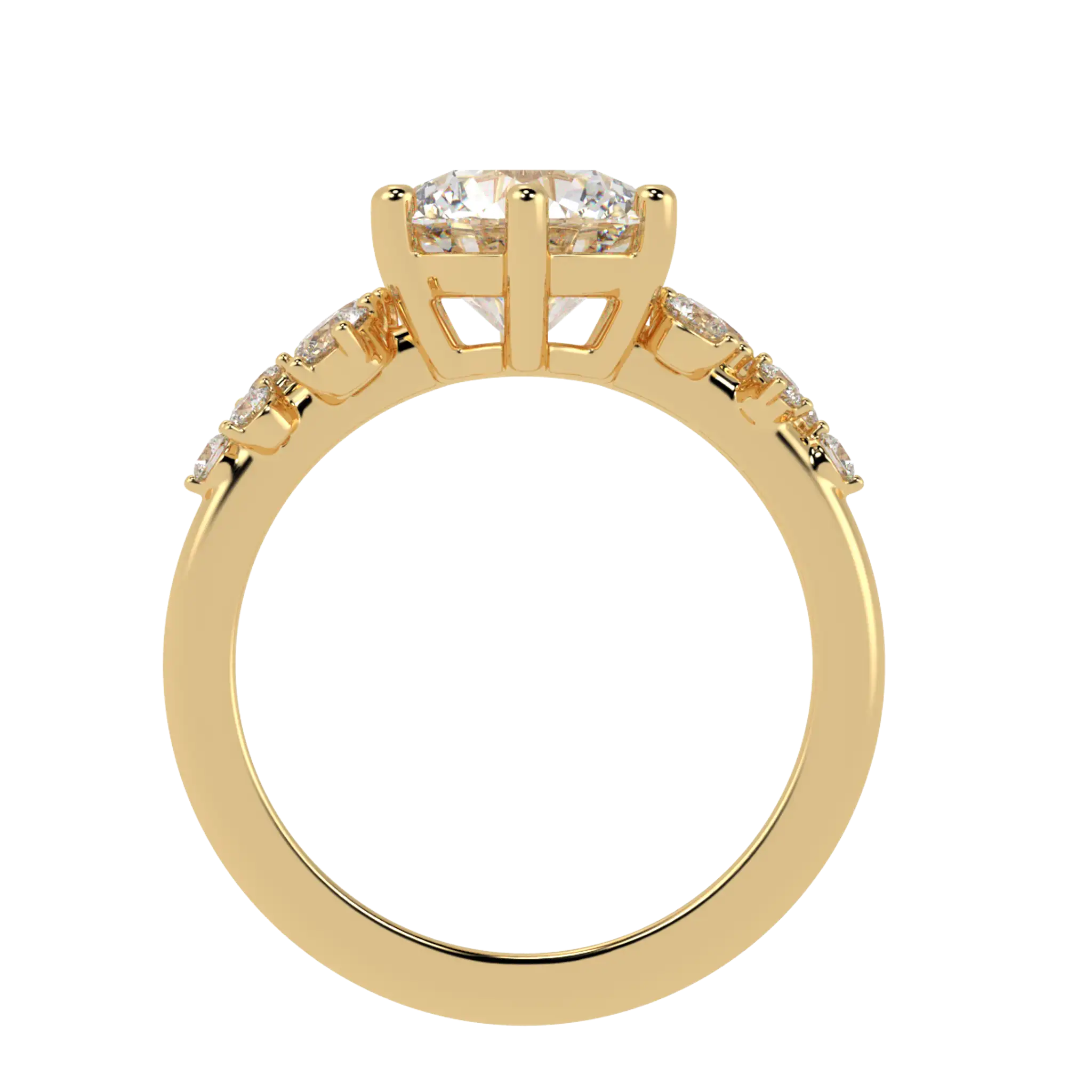 Aimee 9K Yellow Gold Accent Stone Engagement Ring