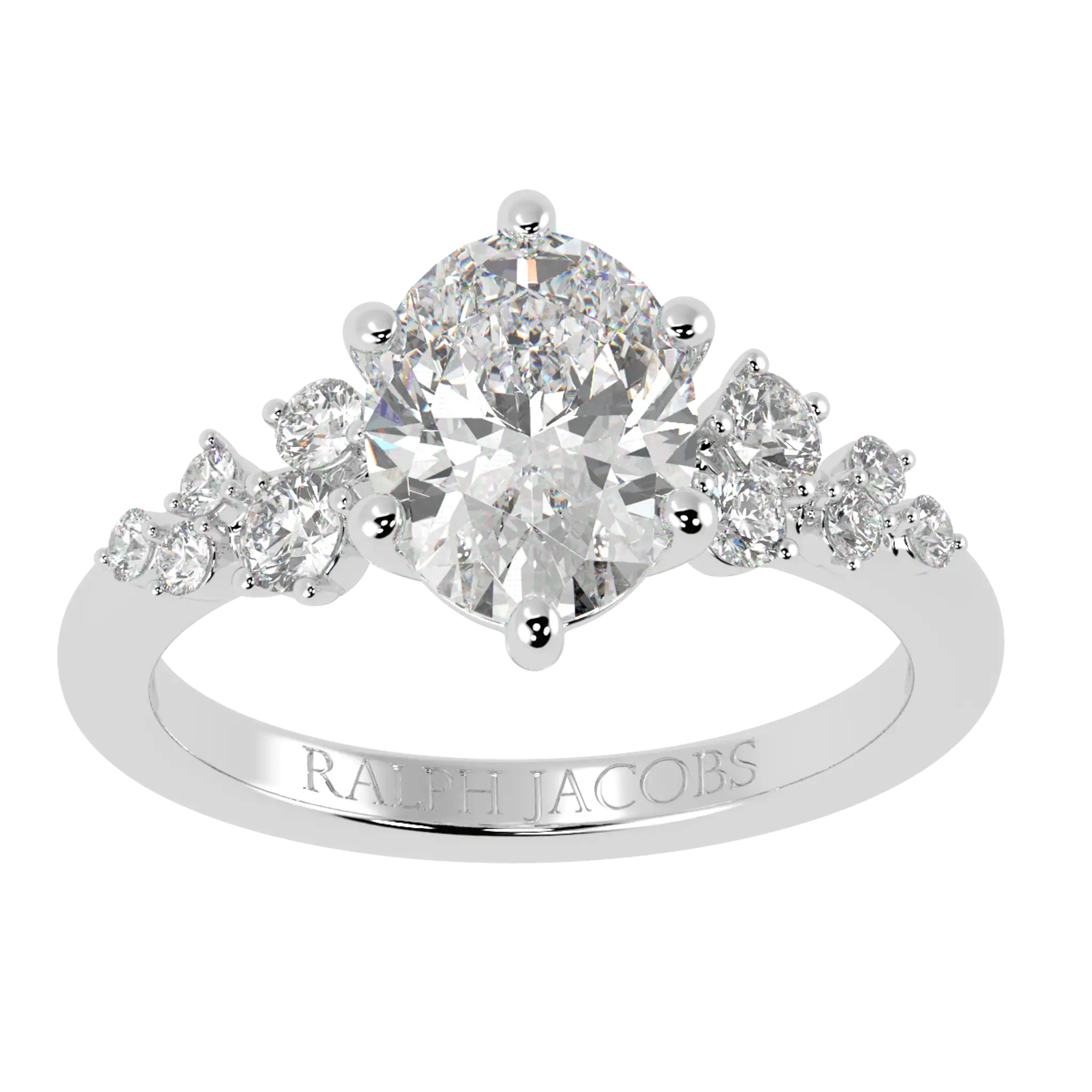 Aimee Platinum Accent Stone Engagement Ring | Oval Shape