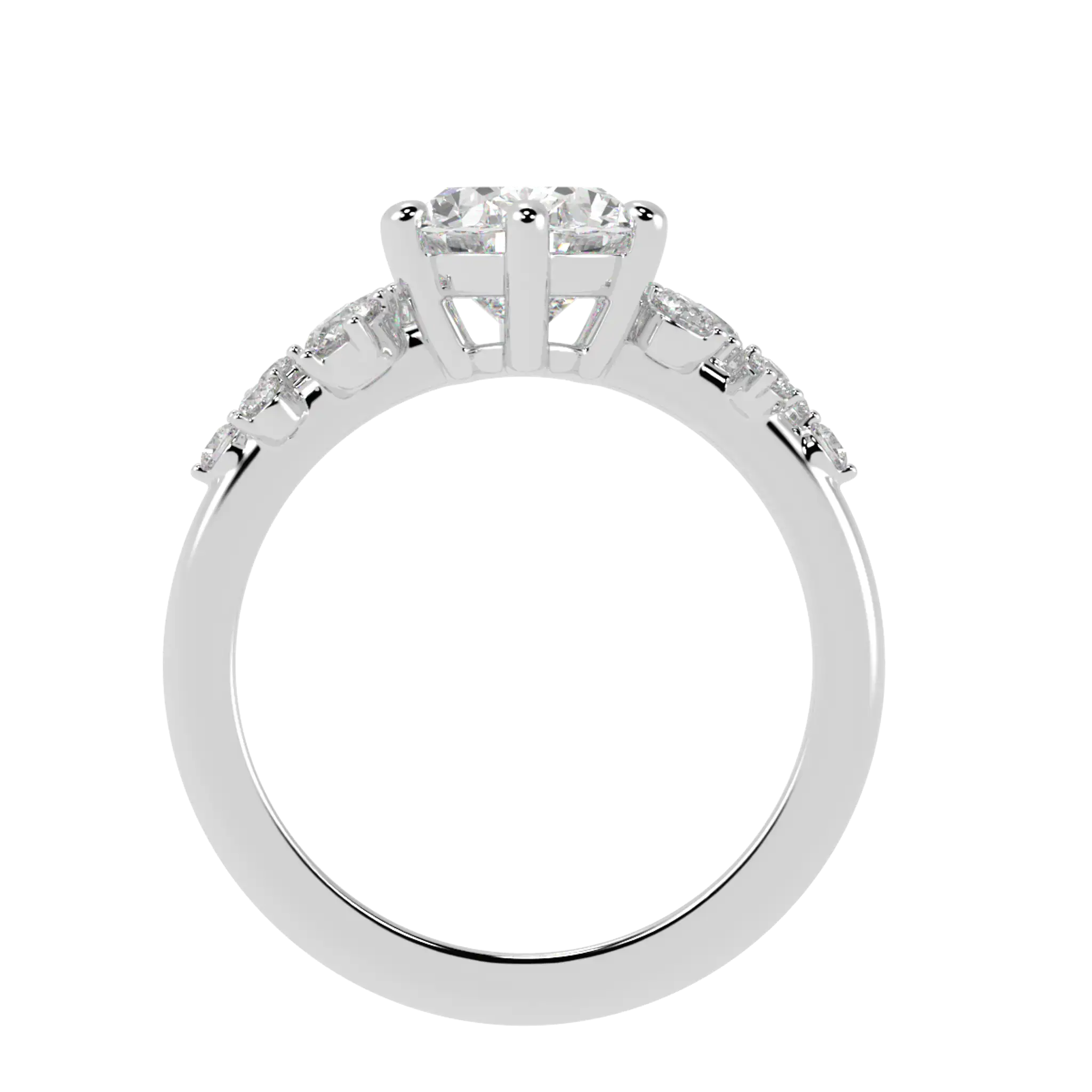 Bague de fiançailles Aimee en or blanc 9 carats avec pierre d'accent | Forme ovale