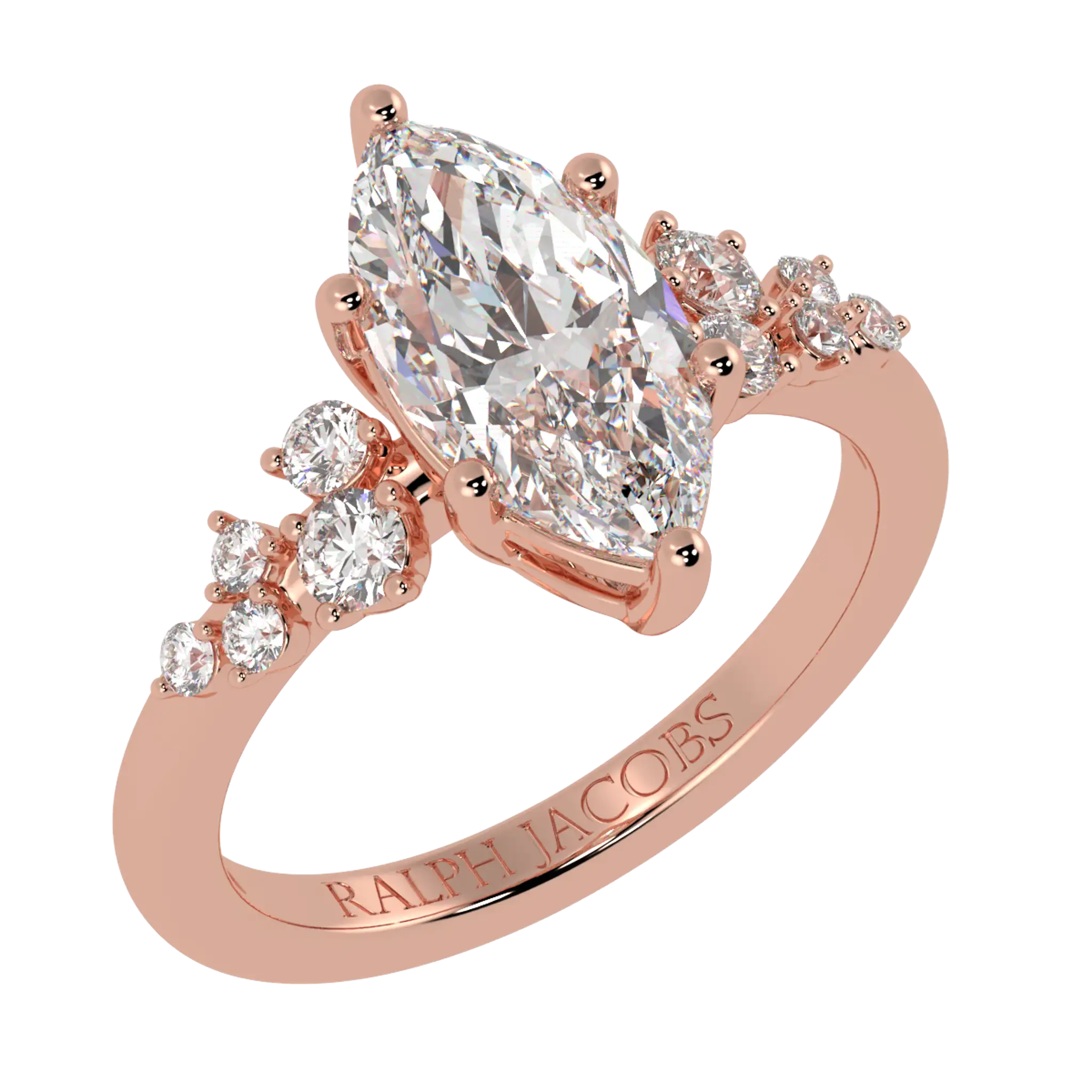 Aimee 14K Rose Gold Marquise Engagement Ring Setting | Natural or Lab Diamond Option