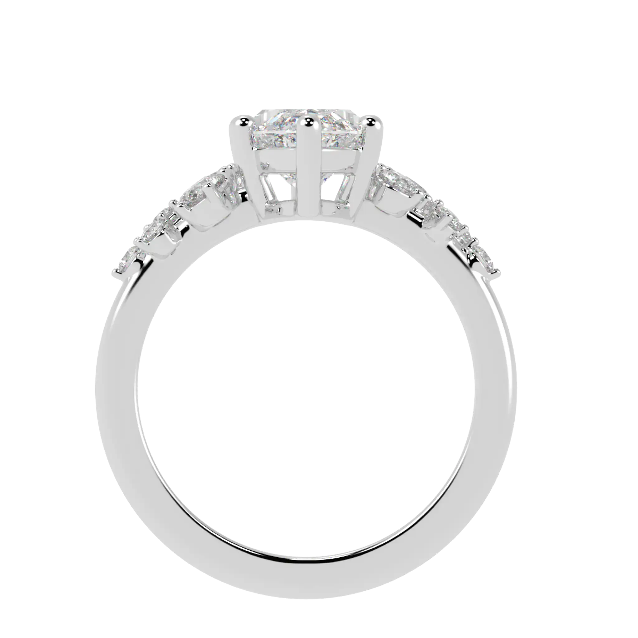 Bague de fiançailles Aimee en or blanc 18 carats avec pierre d'accent | Forme marquise