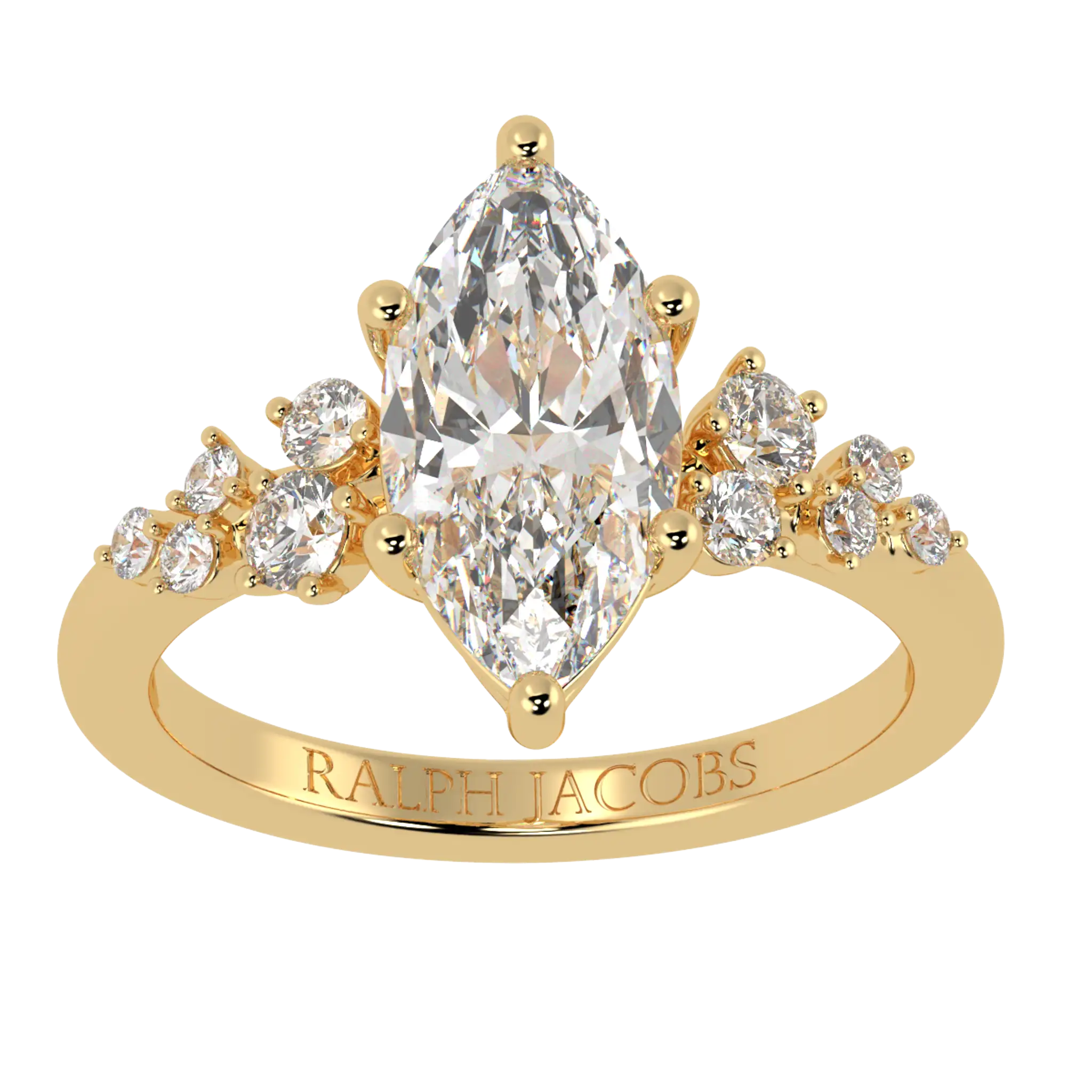 Bague de fiançailles Aimee en or jaune 18 carats avec pierre d'accent | Forme marquise