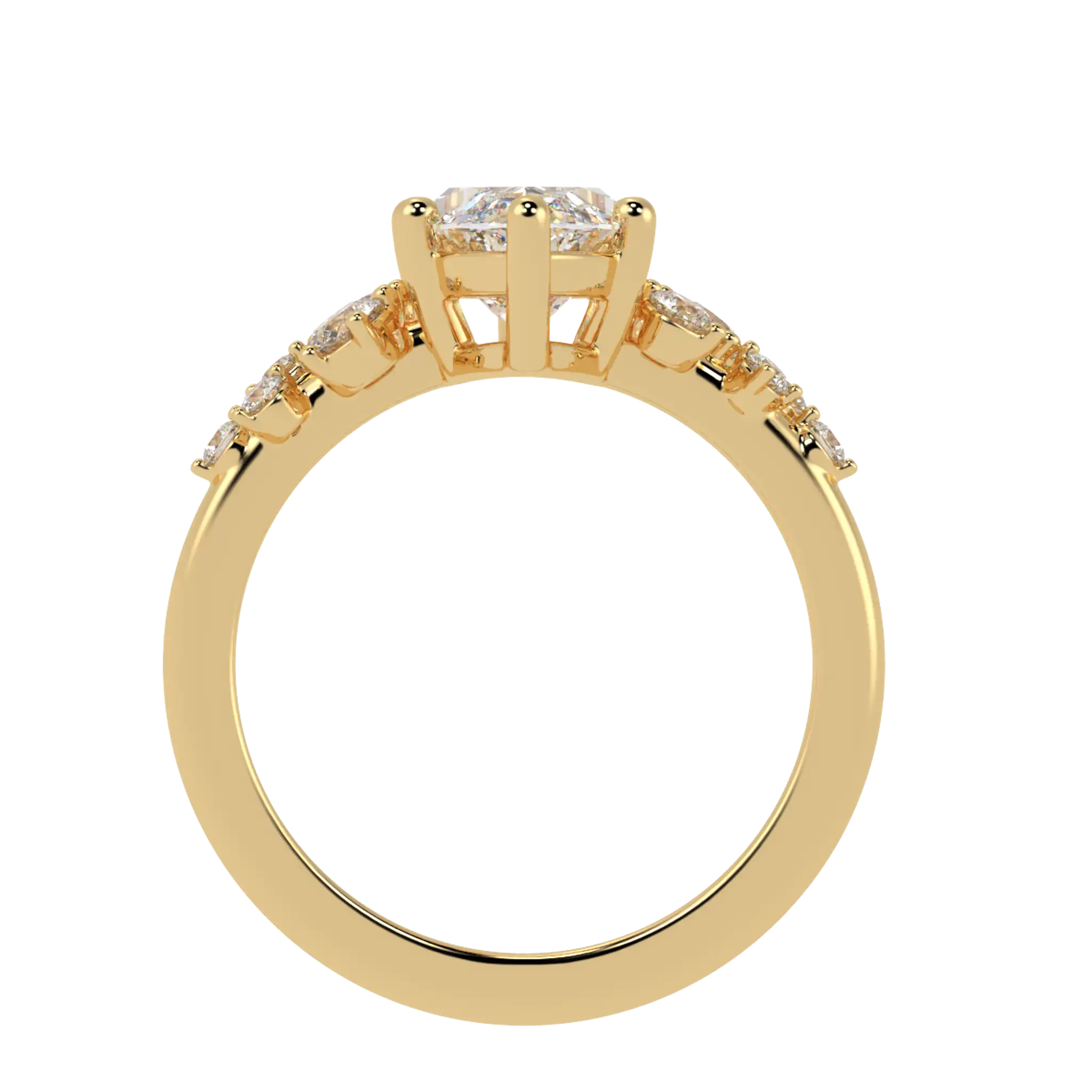 Aimee 9K Yellow Gold Accent Stone Engagement Ring | Marquise Shape