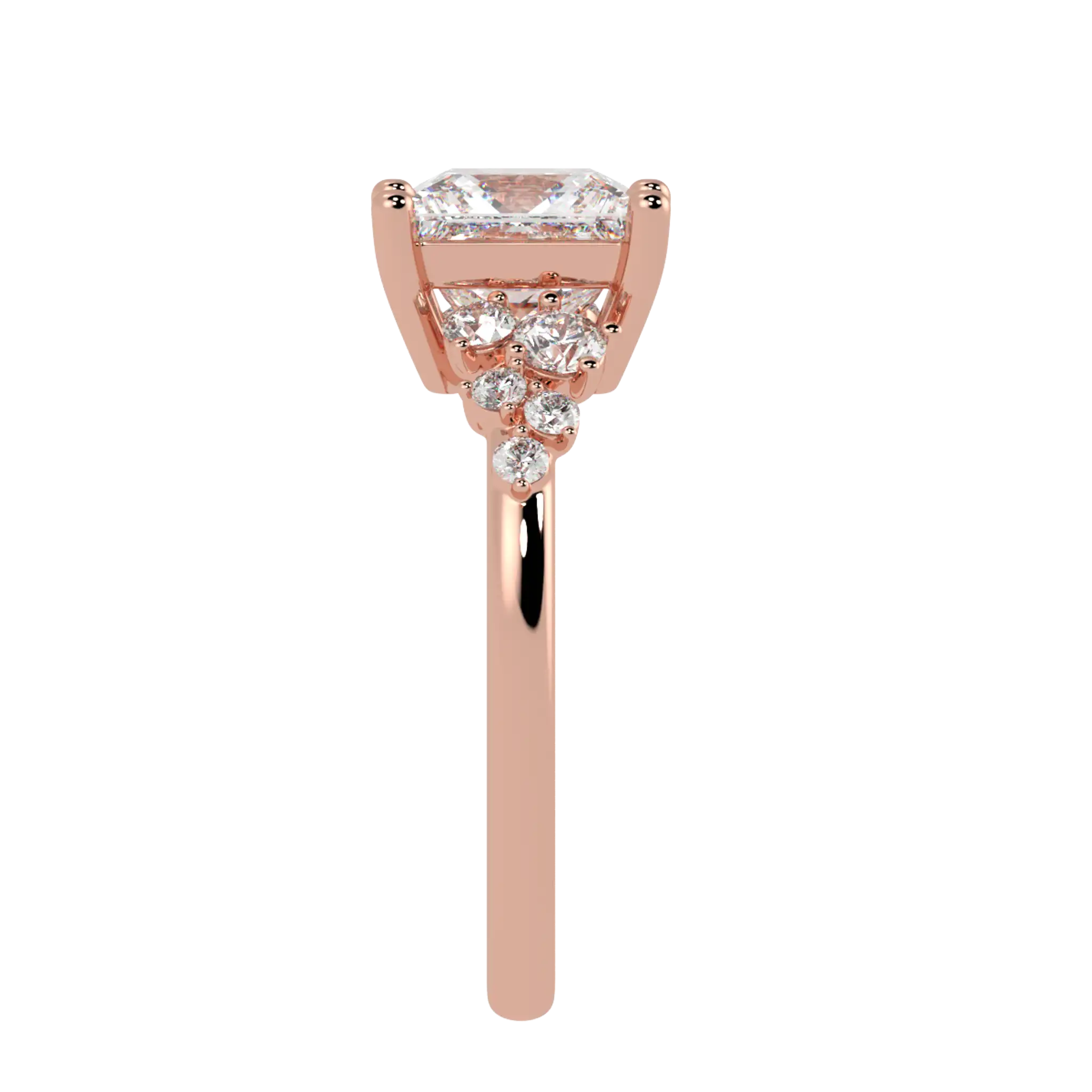 Aimee 14K Rose Gold Accent Stone Engagement Ring | Princess Shape