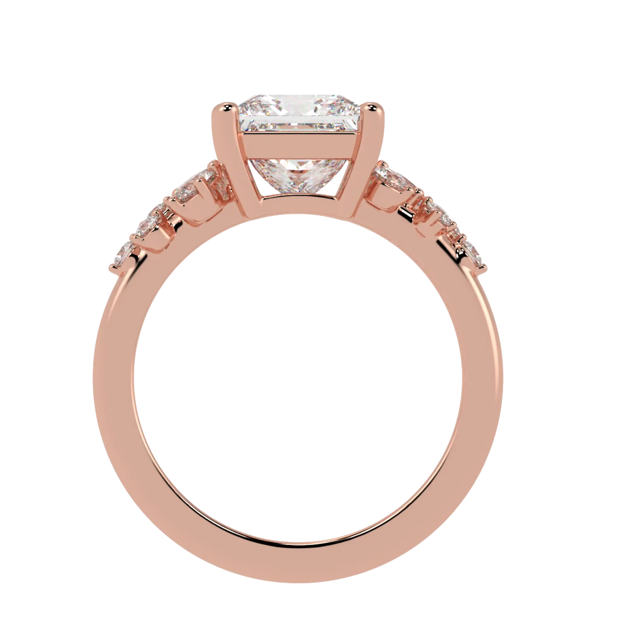 Aimee 14K Rose Gold Accent Stone Engagement Ring | Princess Shape