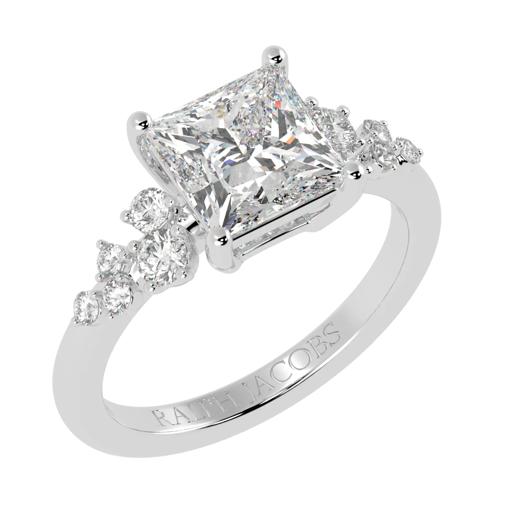 Aimee Platinum Accent Stone Engagement Ring | Princess Shape