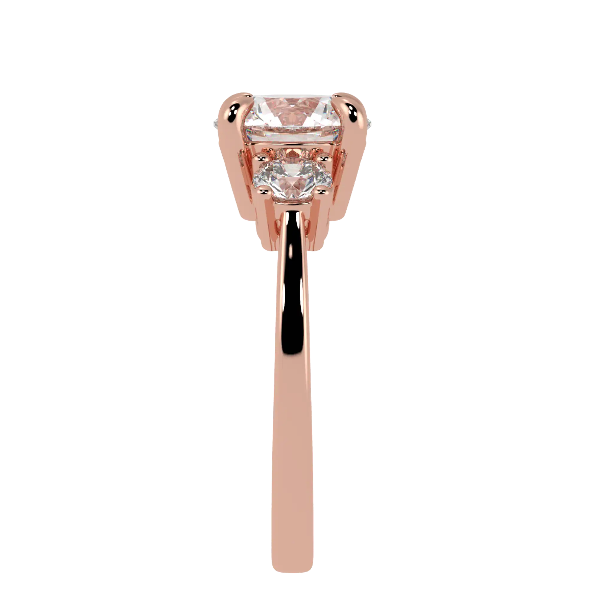 Selene 14K Rose Gold Three Stone Engagement Ring