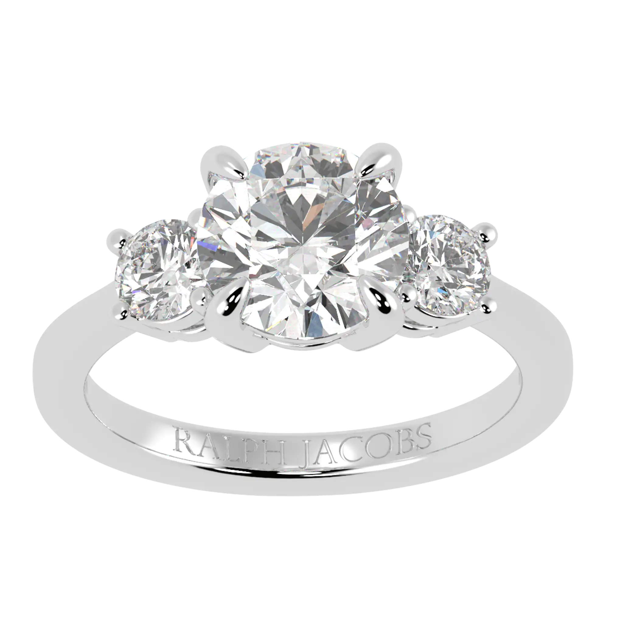 Bague de fiançailles à trois pierres en or blanc 18 carats Selene