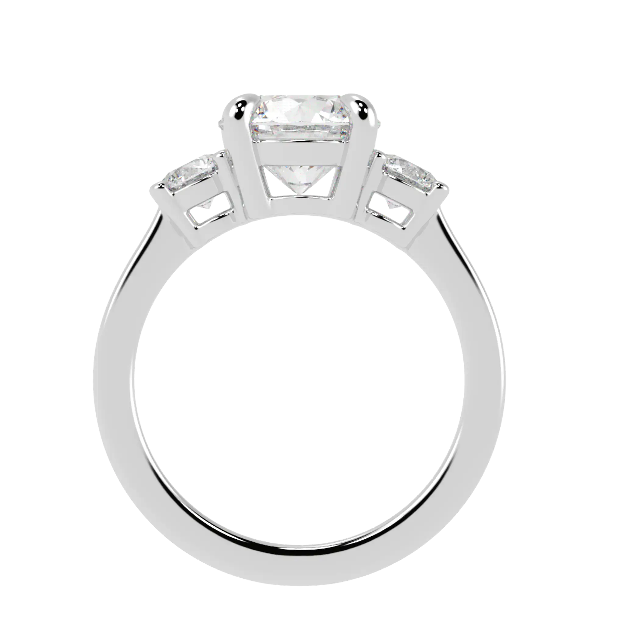 Bague de fiançailles à trois pierres en or blanc 9 carats Selene