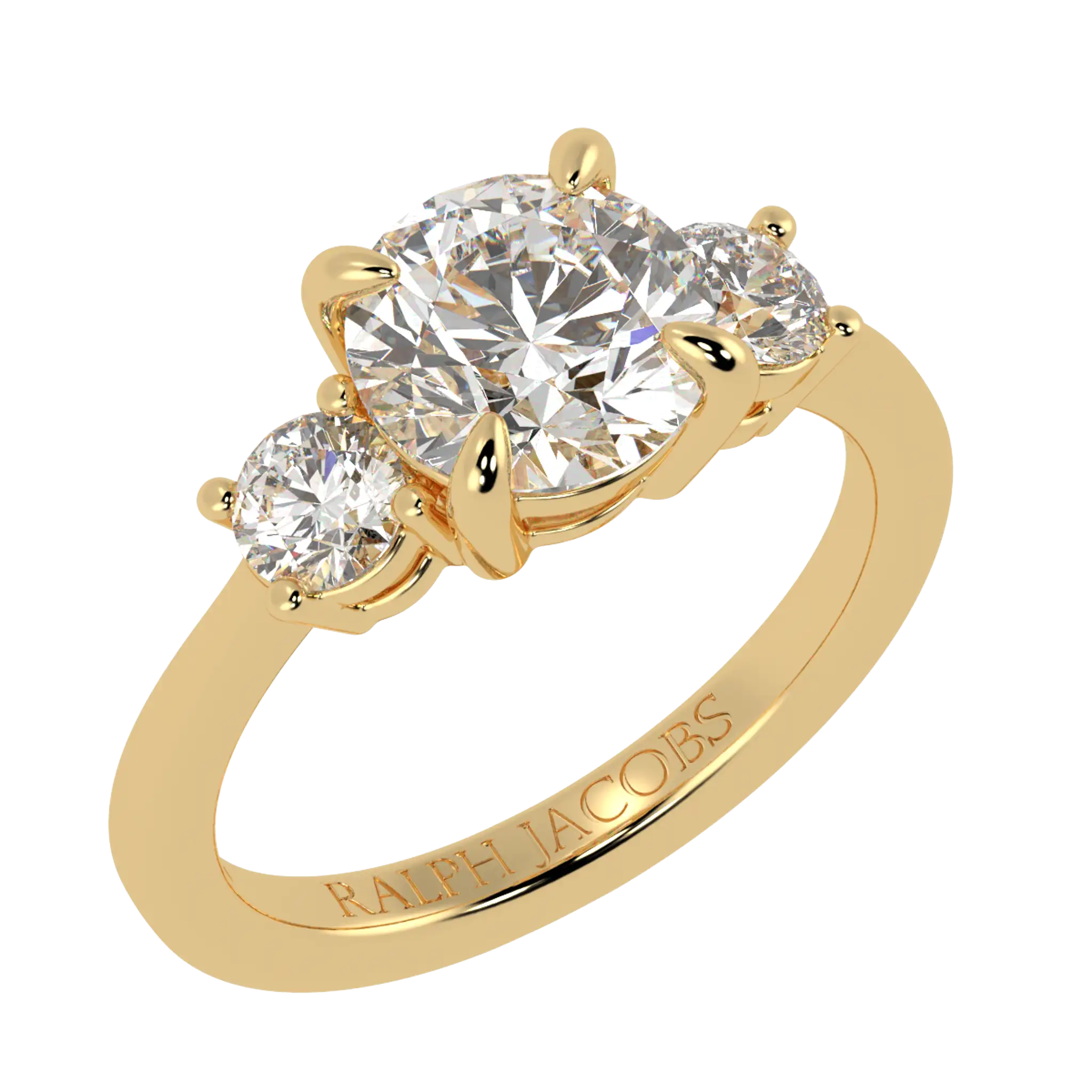 Selene 9K Yellow Gold Three Stone Engagement Ring