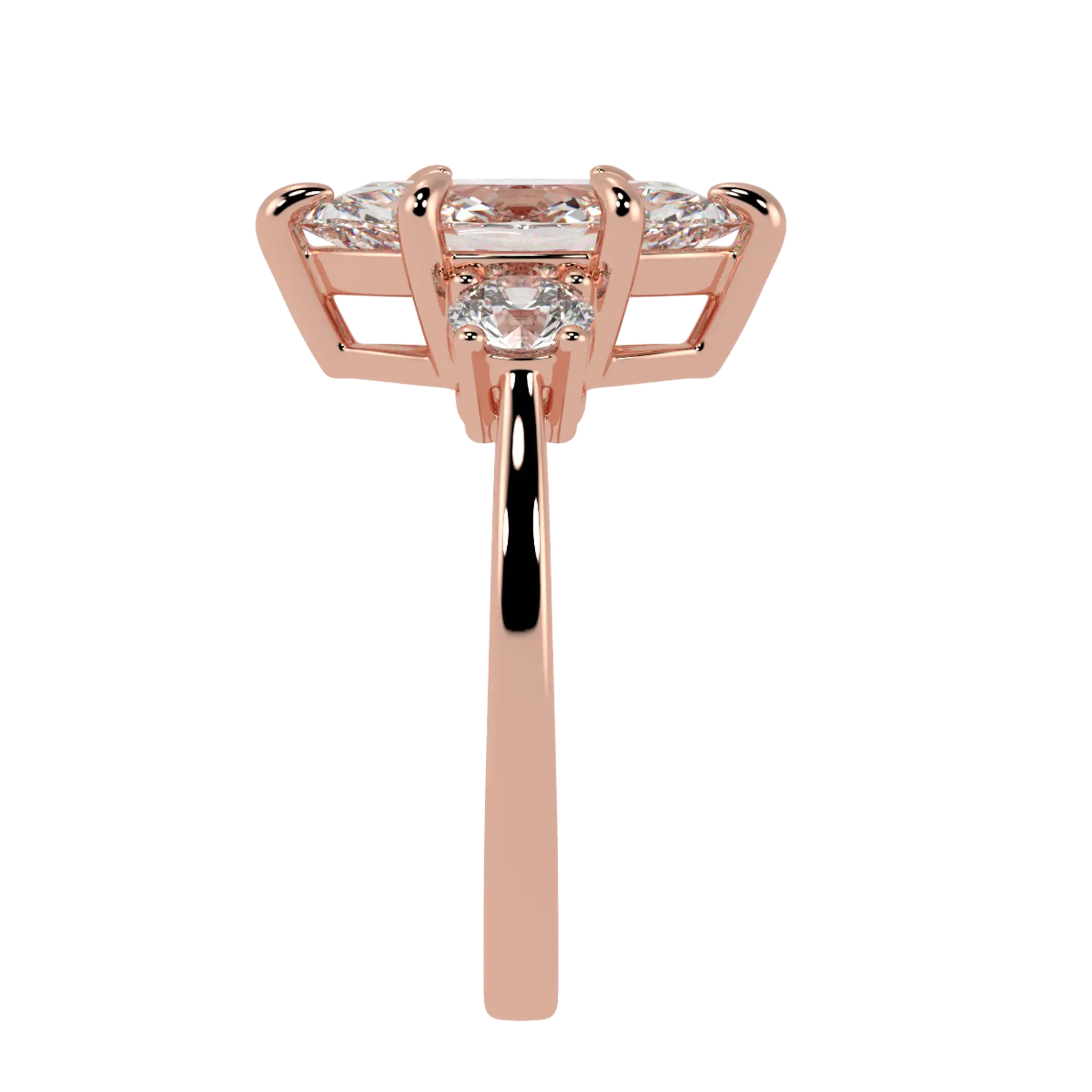 Selene 14K Rose Gold Three Stone Engagement Ring | Marquise Shape