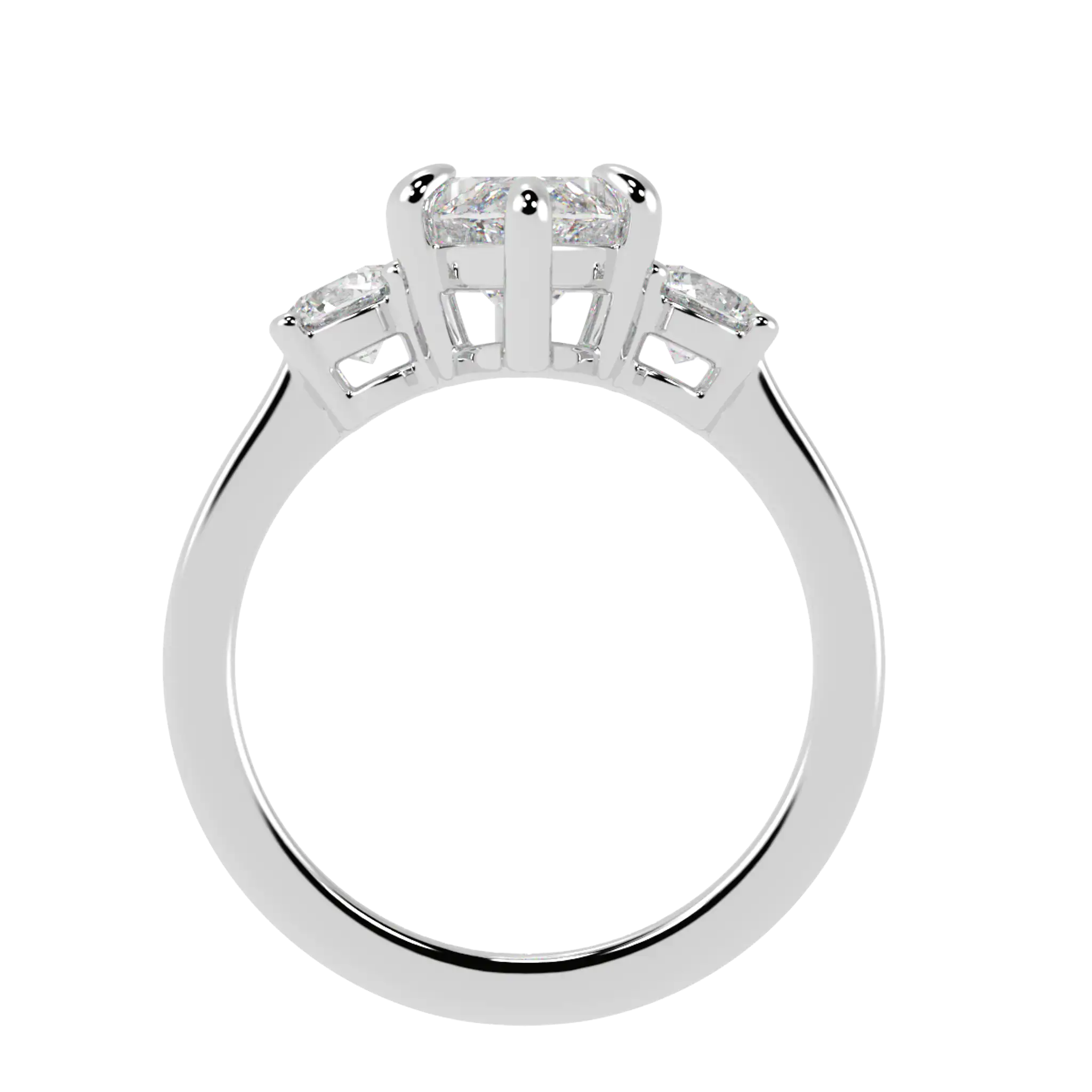 Bague de fiançailles à trois pierres en or blanc 18 carats Selene | Forme marquise