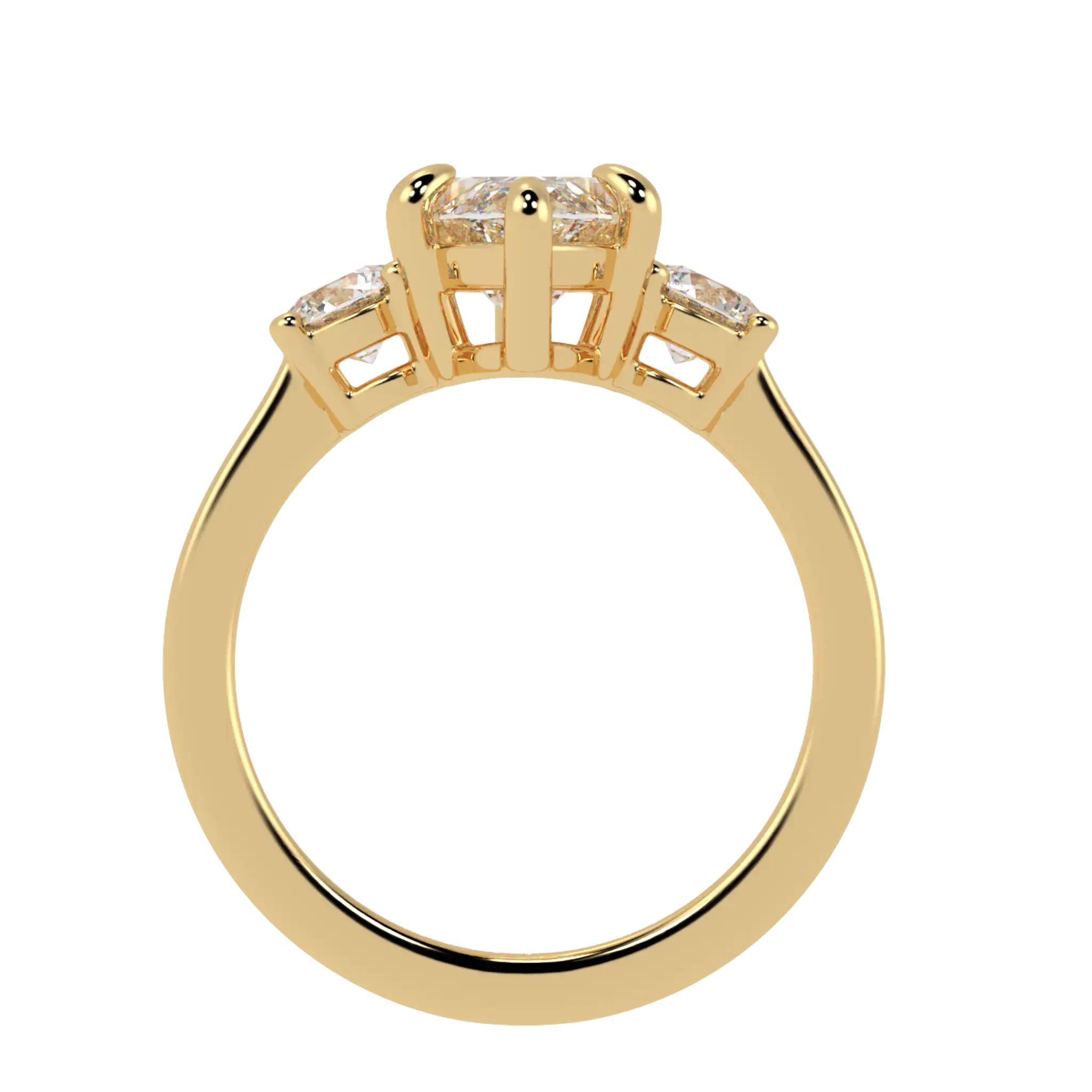 Selene 18K Yellow Gold Three Stone Engagement Ring | Marquise Shape