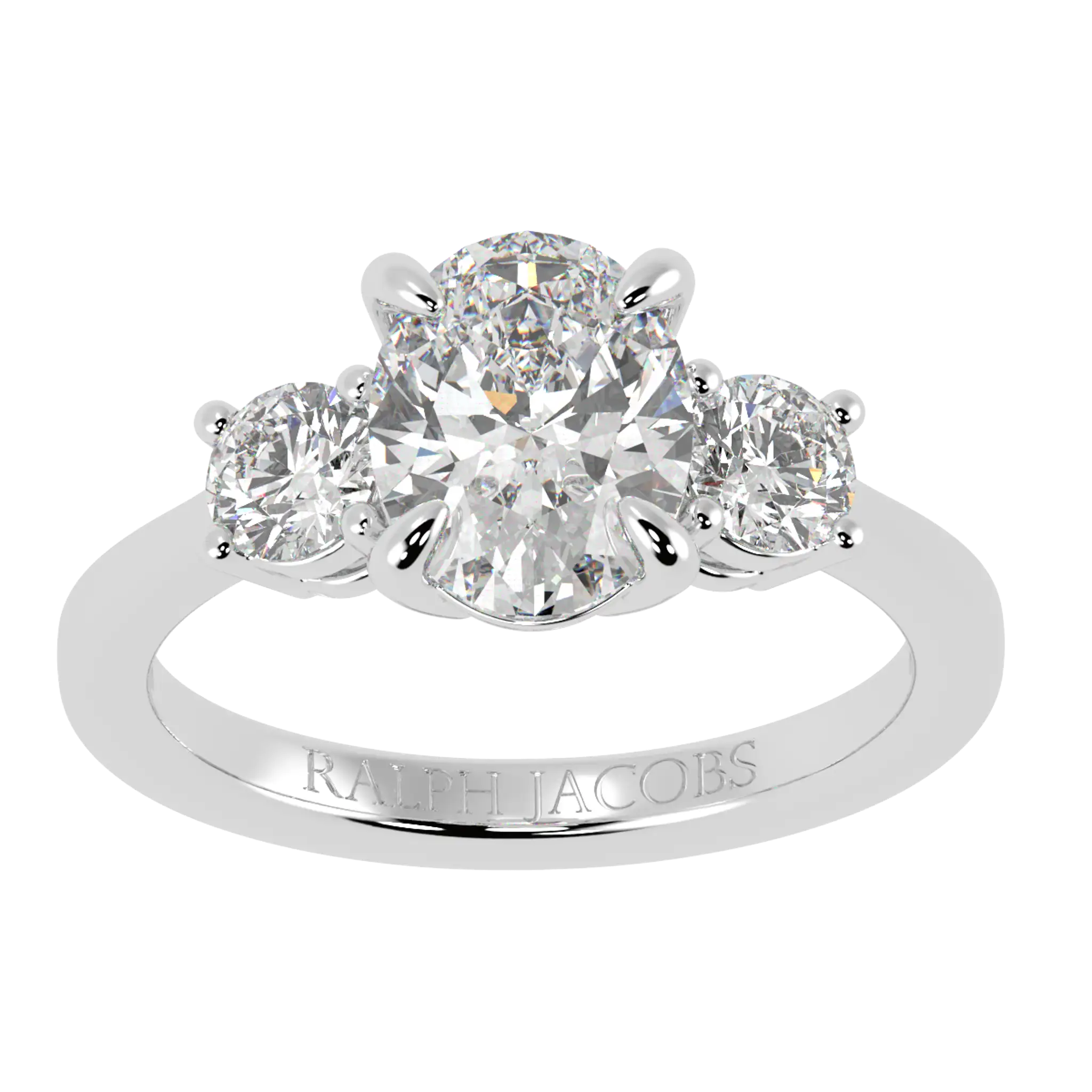 Selene Platinum Three Stone Engagement Ring | Oval Shape