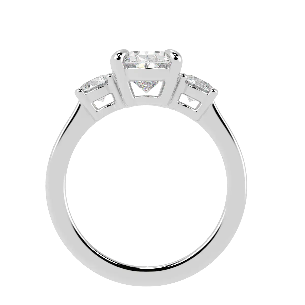 Selene 18K White Gold Three Stone Engagement Ring | Oval Shape