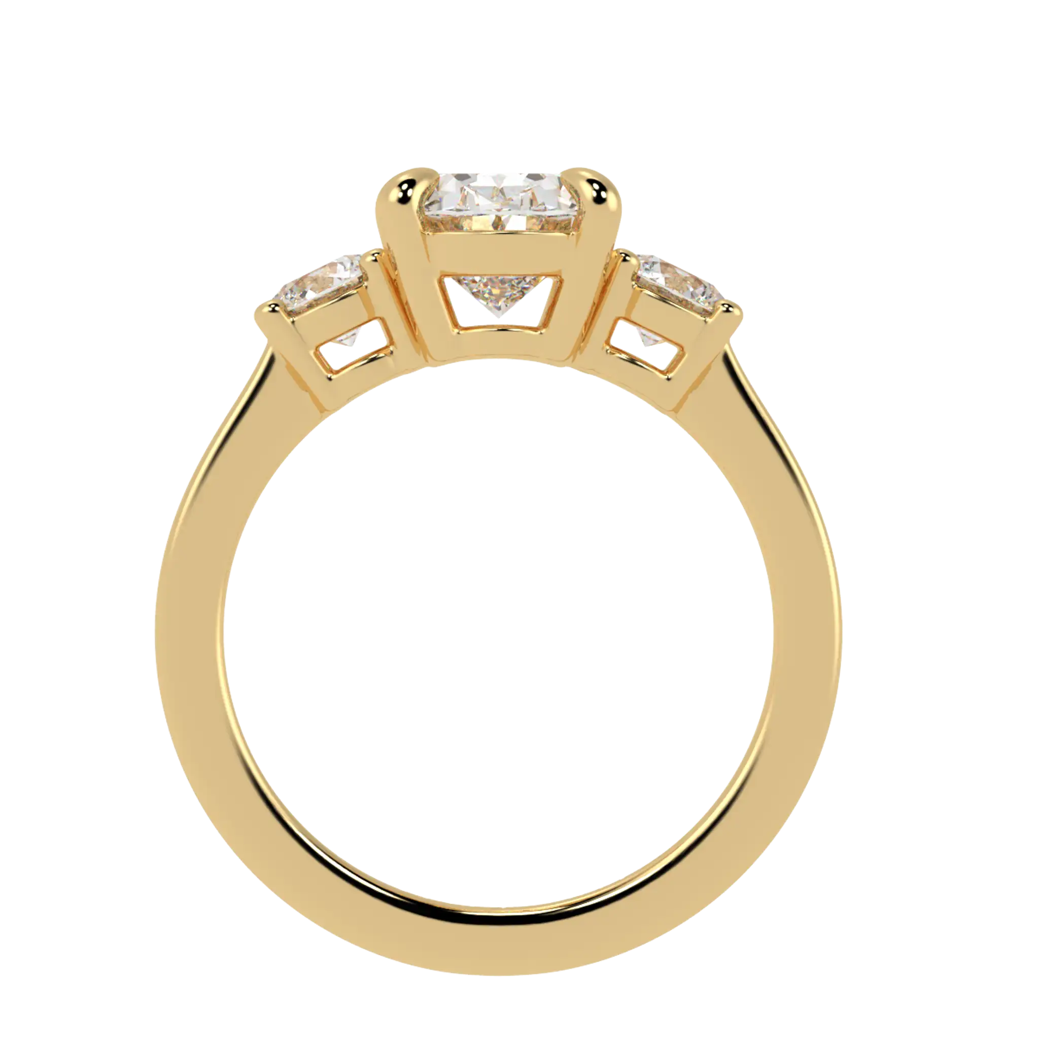 Selene 9K Yellow Gold Three Stone Engagement Ring | Oval Shape