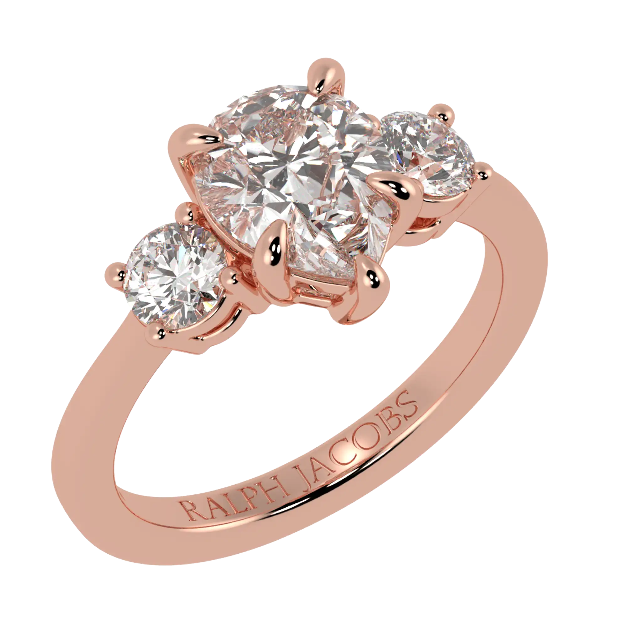 Selene 14K Rose Gold Three Stone Engagement Ring | Pear Shape