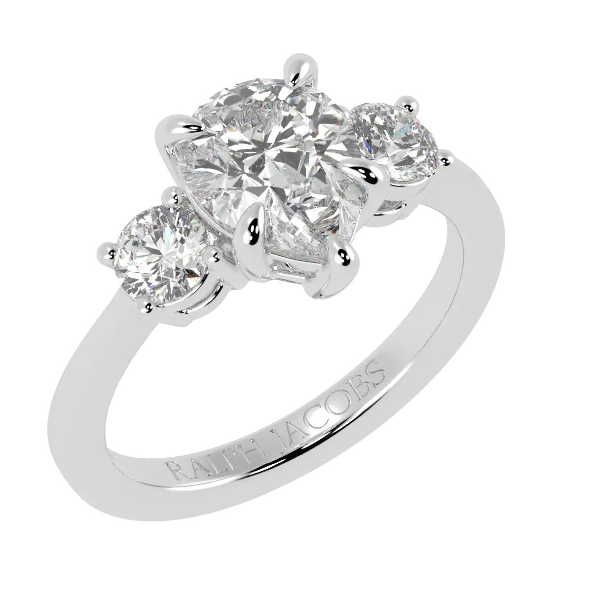 Selene Platinum Three Stone Engagement Ring | Pear Shape