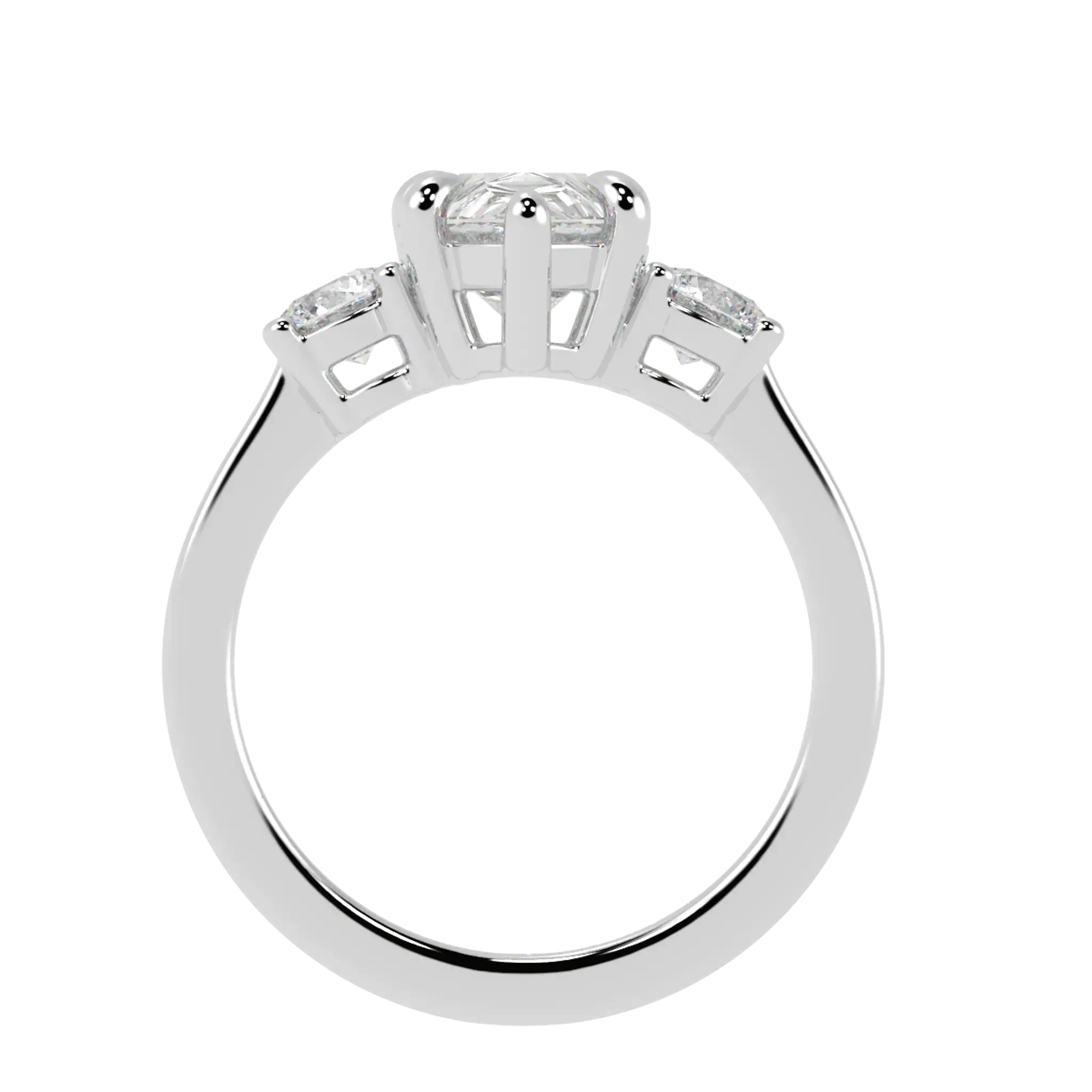 Bague de fiançailles à trois pierres en or blanc 9 carats Selene | Forme poire