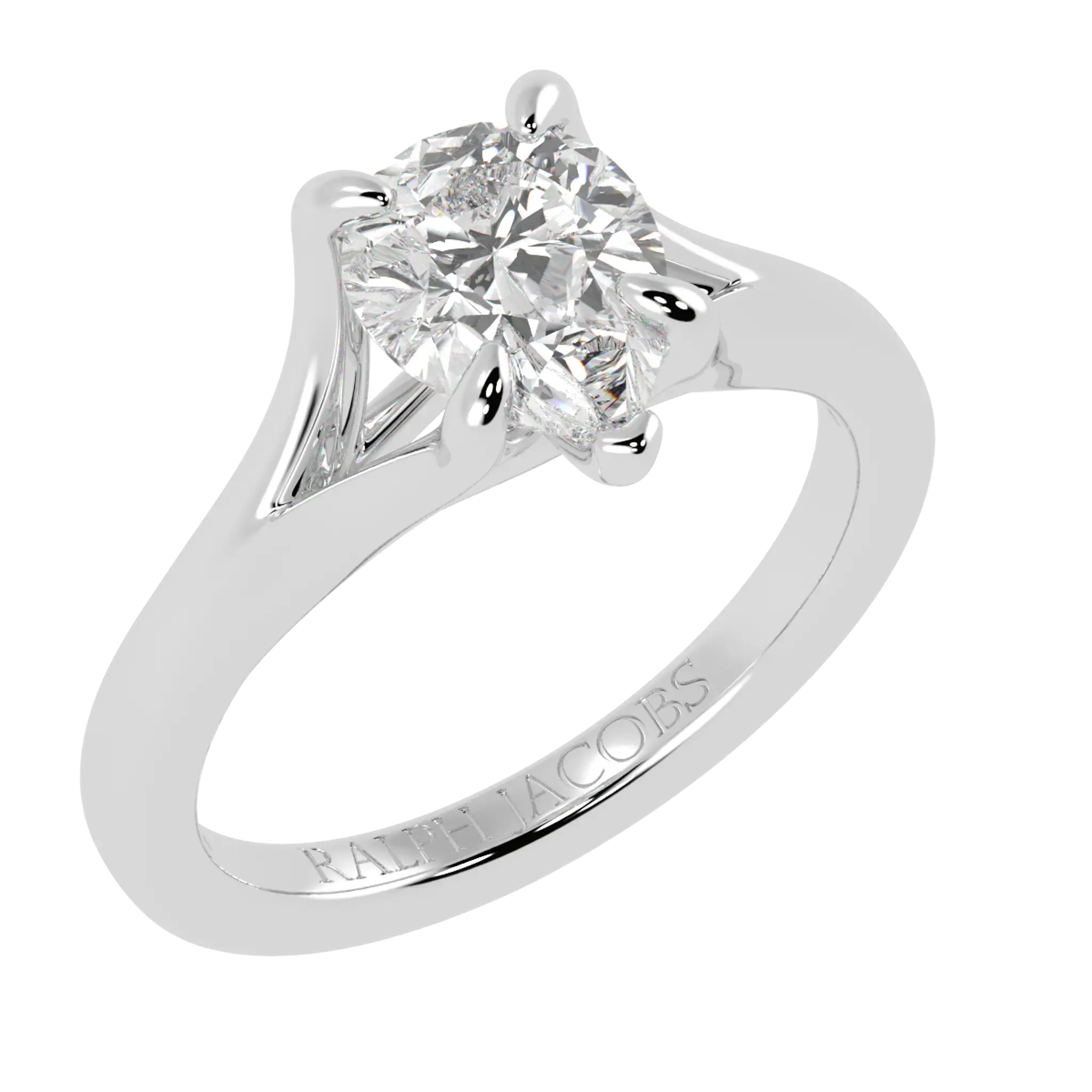 Bague de fiançailles solitaire en or blanc 18 carats avec moissanite Poppy | Forme poire