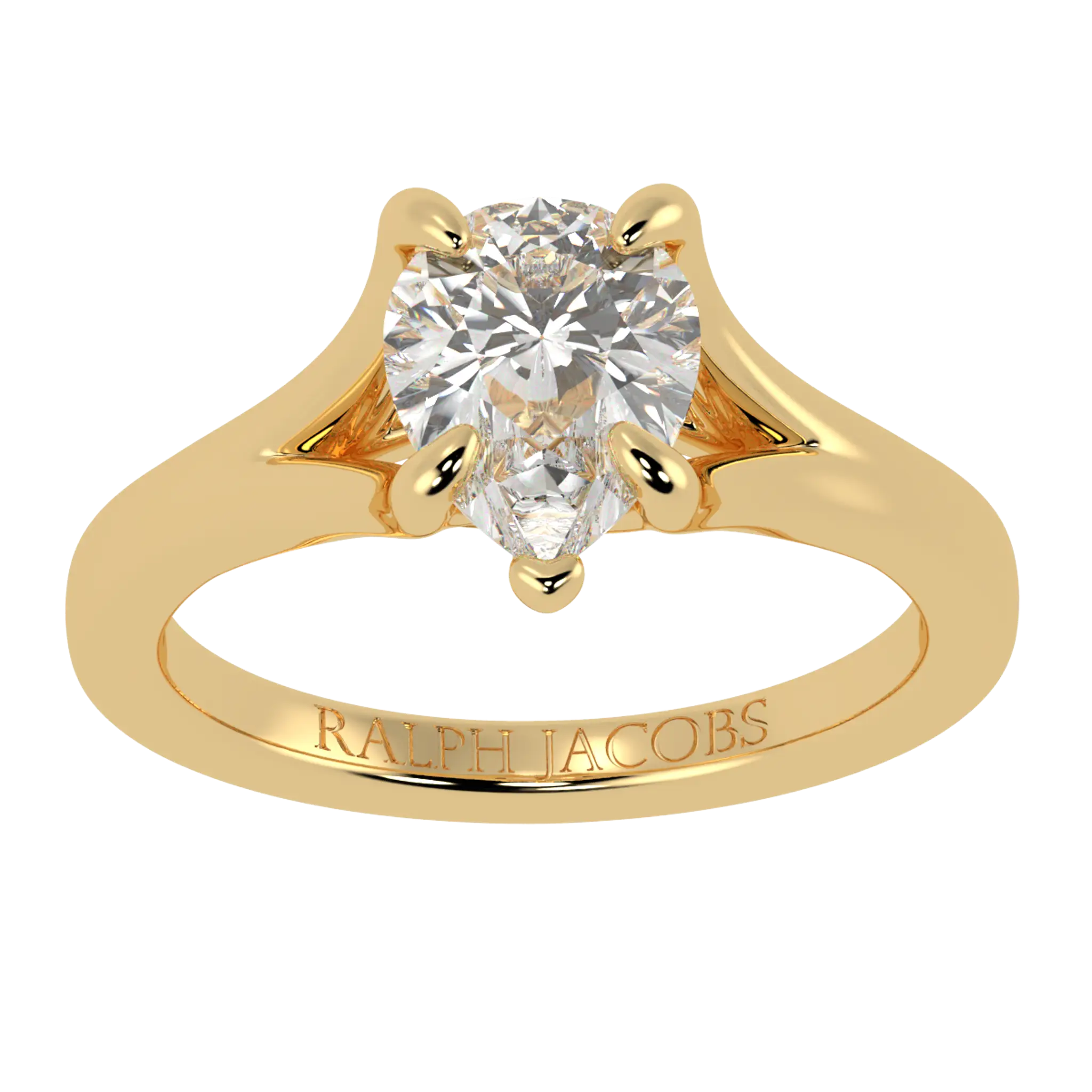 Bague de fiançailles solitaire en moissanite jaune 18 carats Poppy | Forme poire