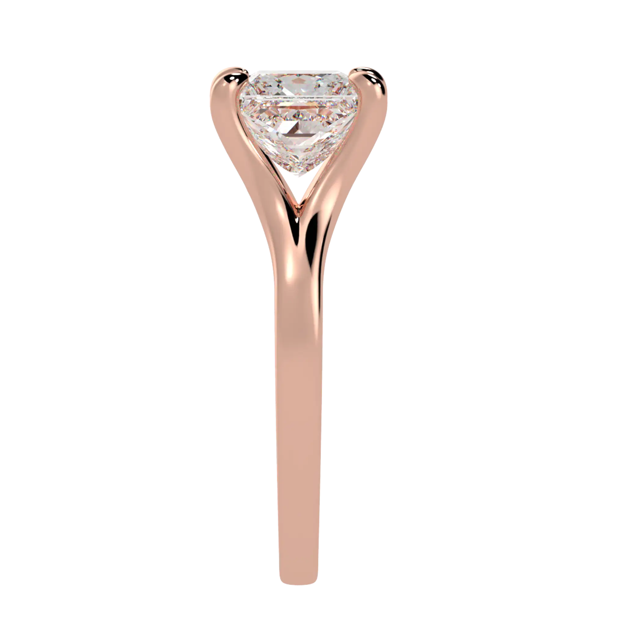 Bague de fiançailles solitaire en or rose 14 carats avec moissanite Poppy | Forme princesse