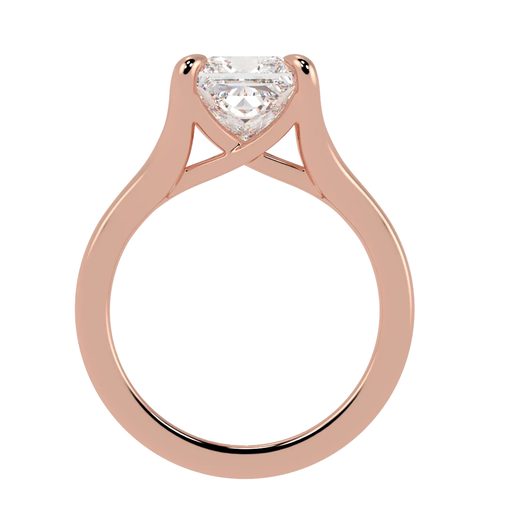 Bague de fiançailles solitaire en or rose 14 carats avec coquelicot | Forme princesse