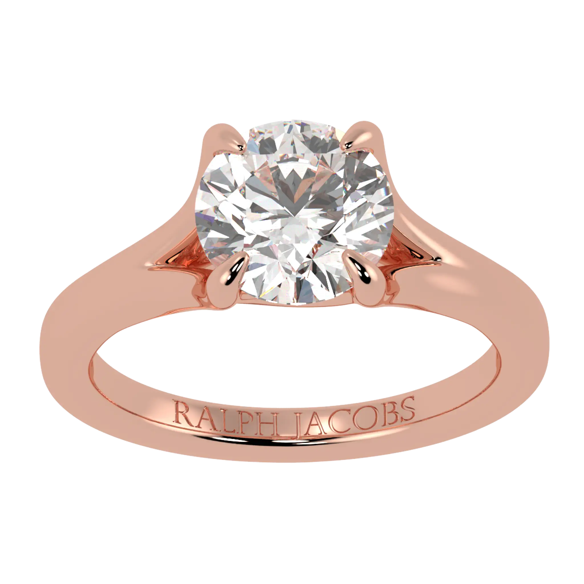 Bague de fiançailles solitaire en or rose 14 carats avec coquelicot