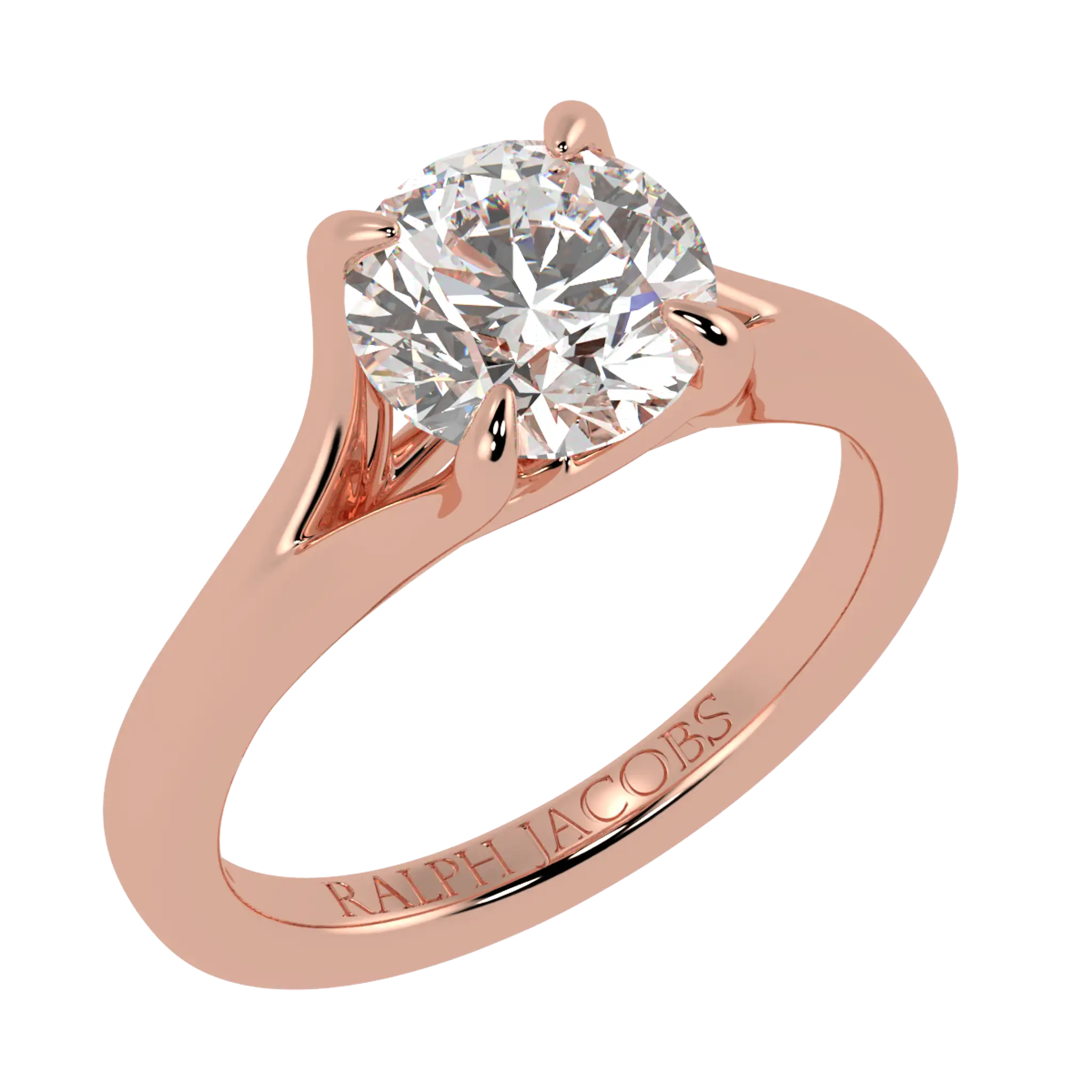 Bague de fiançailles solitaire en or rose 14 carats avec moissanite Poppy